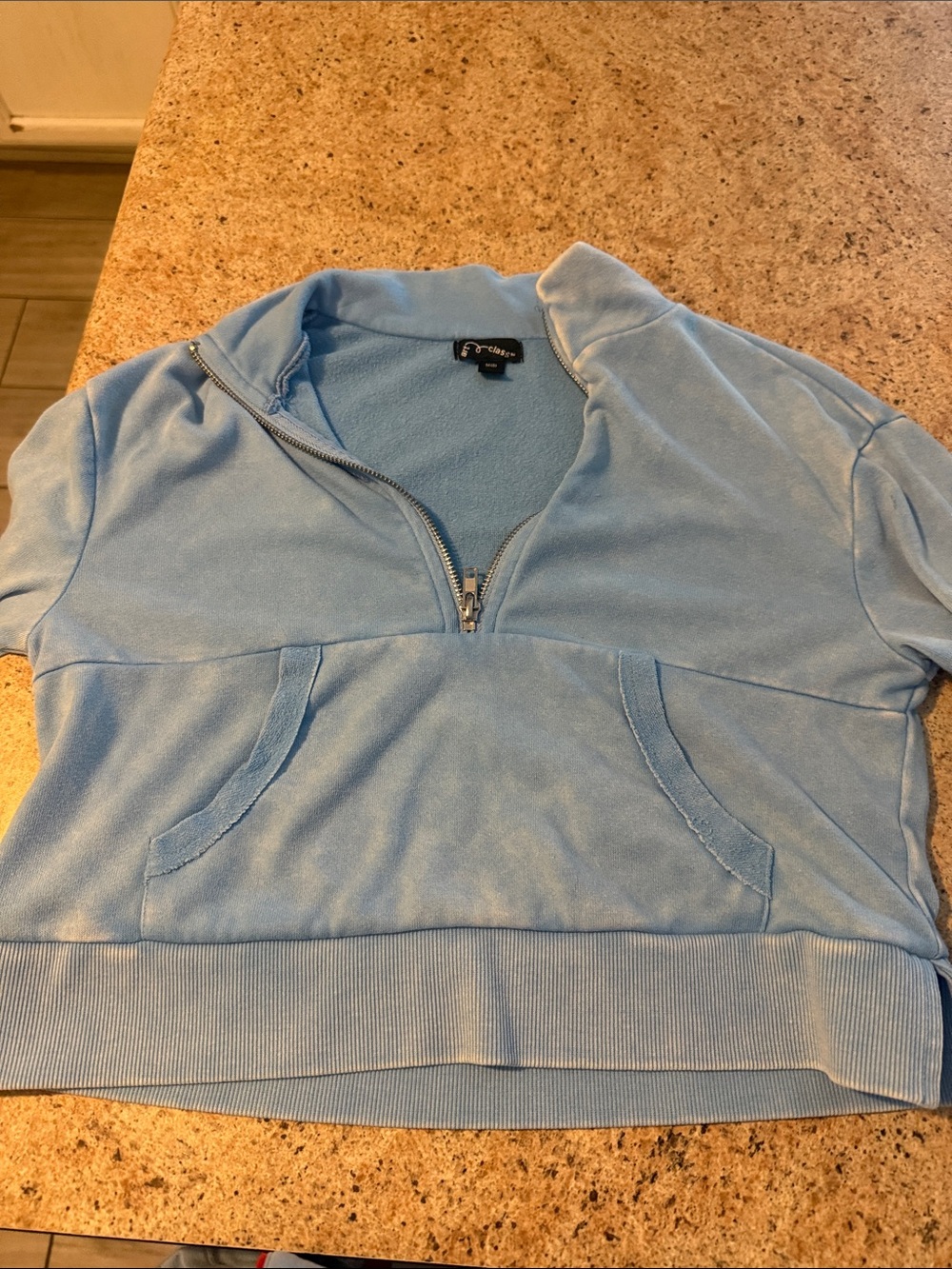 Light Blue Quarter-Zip Pullover Sweatshirt
